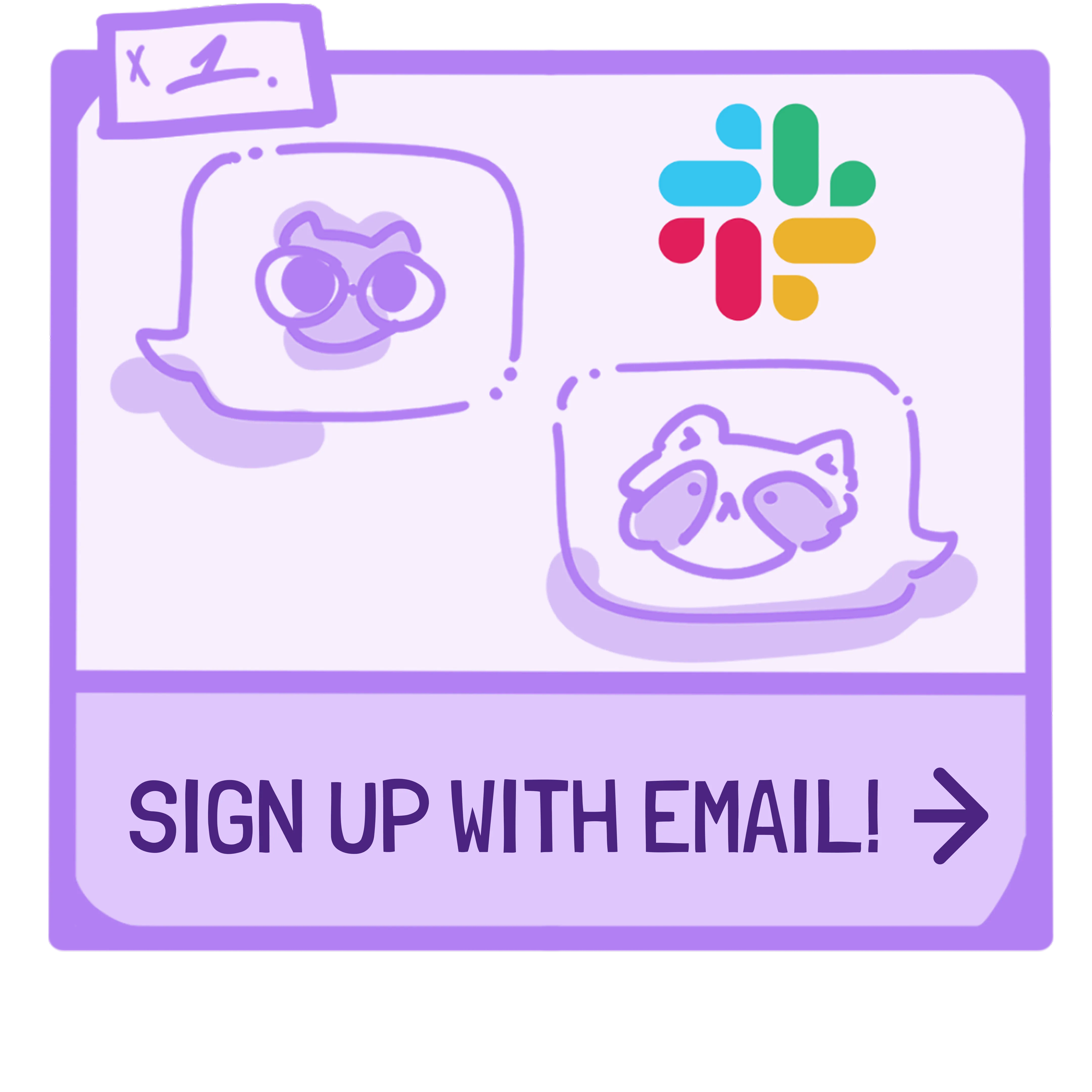 Raccoons talking about joining Hack Club Slack